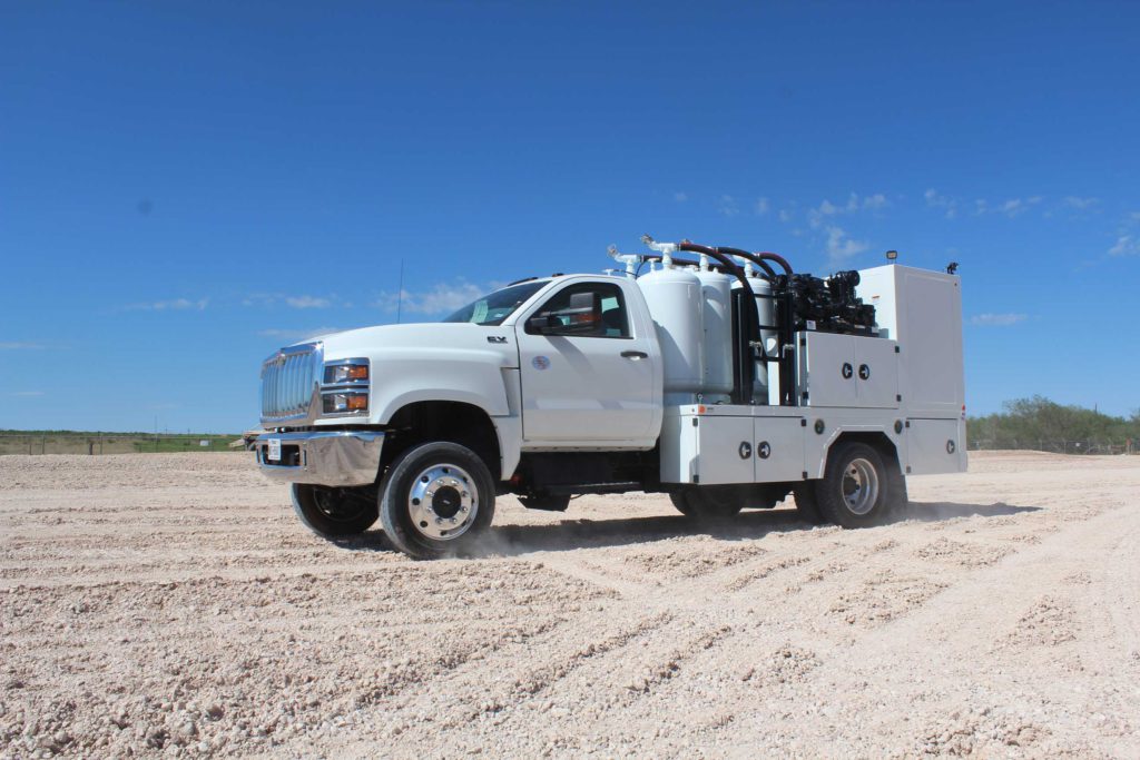 Sage Oil Vac class 5 lube truck on a jobsite